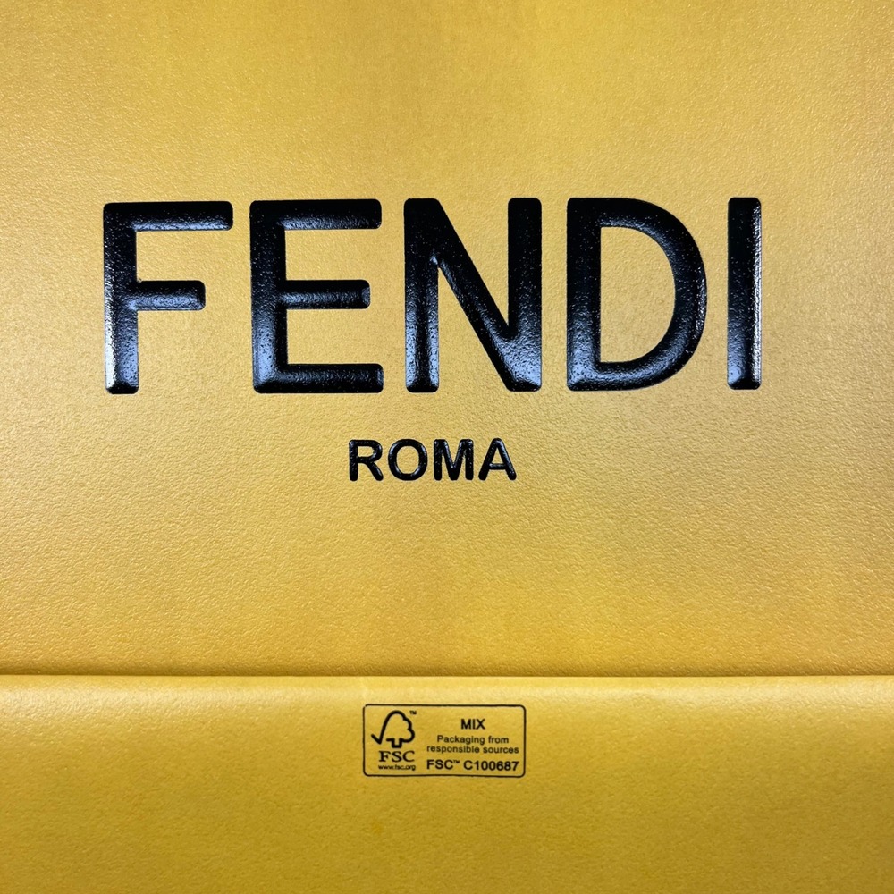 Fendi Shopping Bag Large Yellow 15X16X5 Roma Logo‎ Ribbon Designer Packaging - Picture 6 of 7